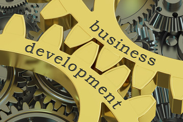 Business Development concept on the gears, 3D rendering