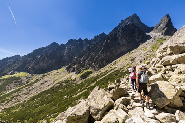 Fototapeta na wymiar View of the Teryho Chata and the nature around in the Slovakian mountains High Tatra