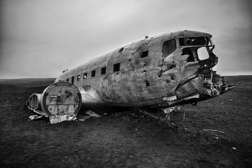 Abandoned airplane wreck in Iceland