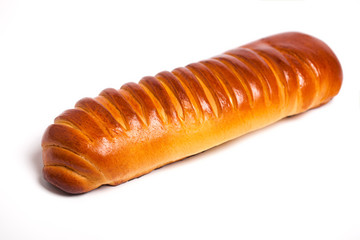 delicious fresh bread sweet roll on a white background