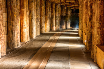 Wooden underground corridor