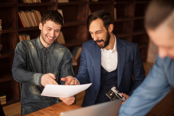 multinational business team brainstorms in the workplace in a mo