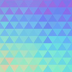 Vibrant hologram vector background. Chrome effect. Holographic geometric texture. Futuristic template with shiny effect. Triangular elements card, square composition. 80s-90s abstract backdrop