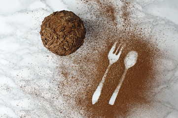 smakowite, czekoladowe muffinki obsypane, oprószone kakao