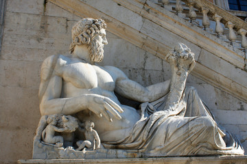 Sculpture of Tiber river in the Capitolium planed by Michelangelo.