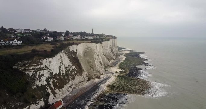 A view to white cliffs of Dover from the air 4K footage
