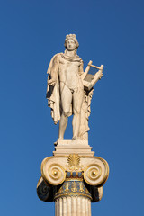 Apollo statue in front of Academy of Athens, Attica, Greece