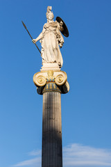 Athena goddess statue in front of Academy of Athens, Attica, Greece