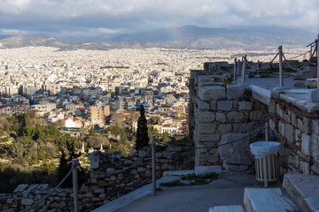 Monumental gateway Propylaea in the Acropolis of Athens, Attica, Greece