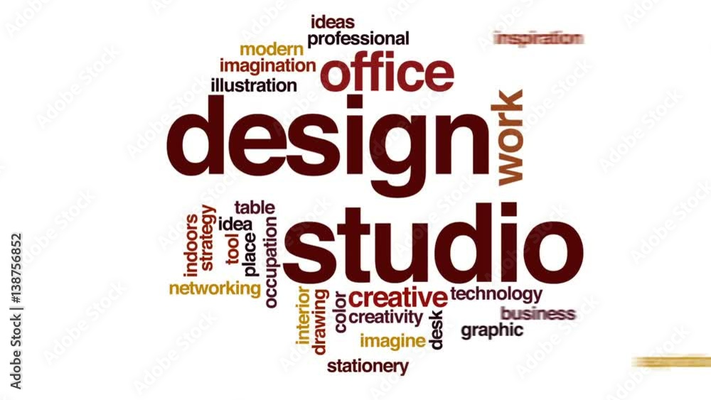 Poster design studio animated word cloud, text design animation.