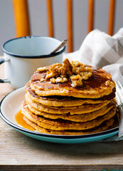 pumpkin  pancakes with marple syrup