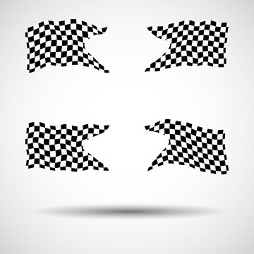 Racing background set collection of 4 checkered flags vector illustration. EPS10