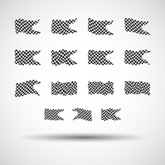 Racing background set collection of 15 checkered flags vector illustration. EPS10
