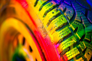 Macro shot of a painted tire