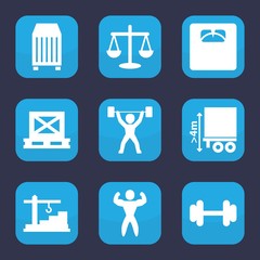 Set of 9 filled weight icons