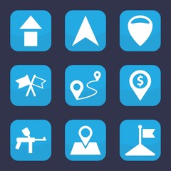 Set of 9 filled marker icons