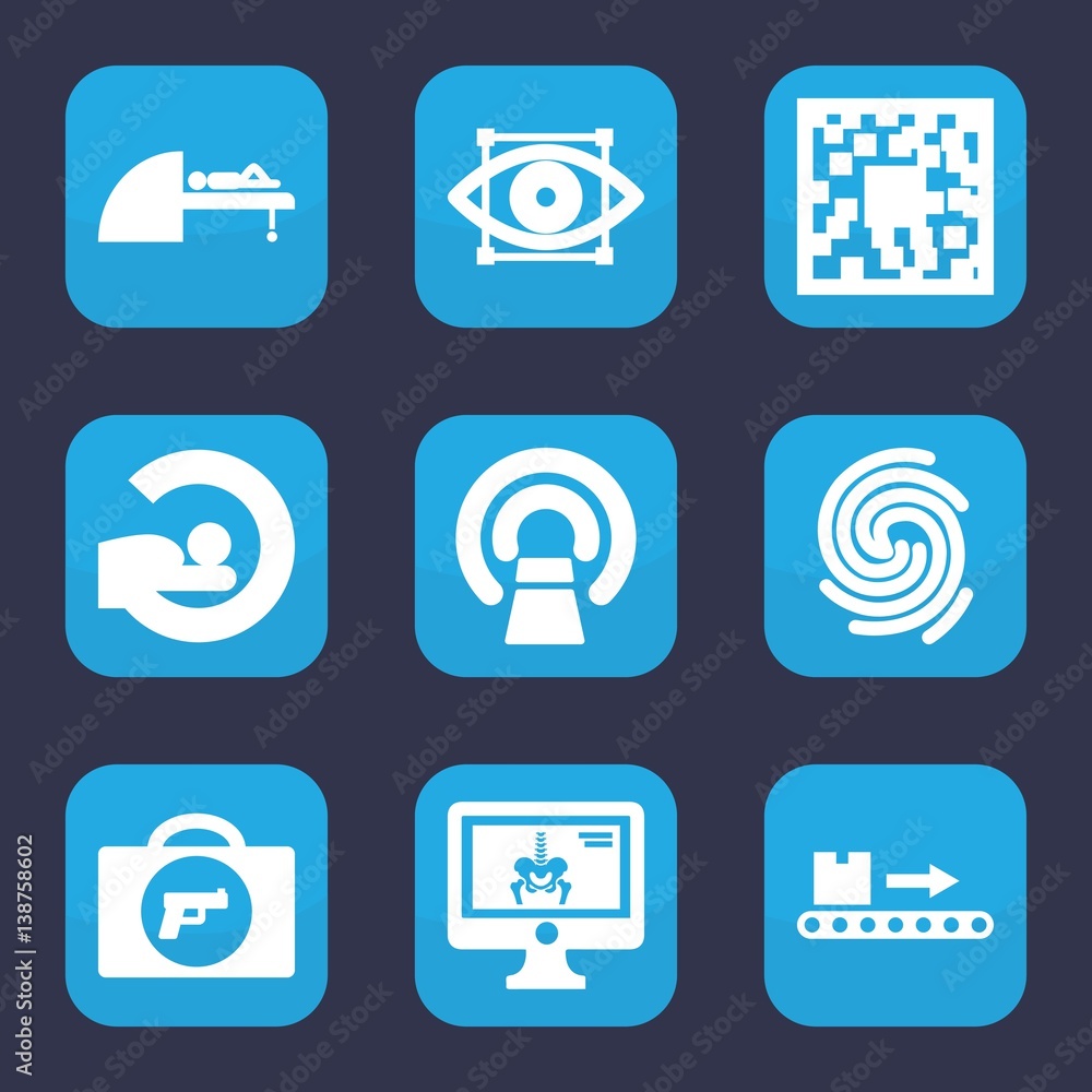 Poster set of 9 filled scan icons
