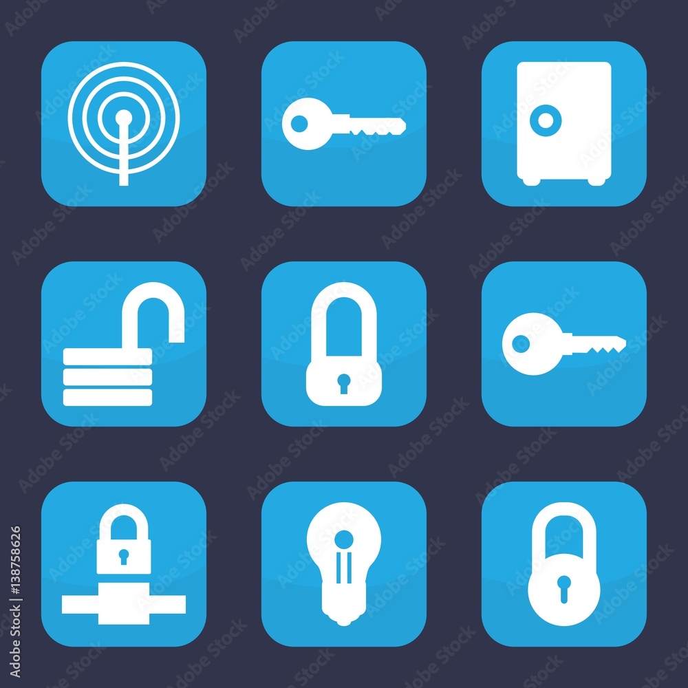 Poster set of 9 filled password icons