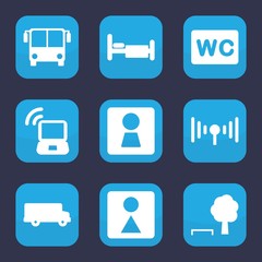 Set of 9 filled public icons