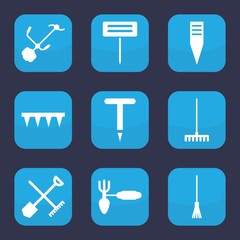 Set of 9 filled rake icons
