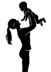 Silhouette mother and baby