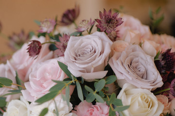 Beautifully decorated bouquet of roses