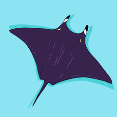 Vector stingray, ray fish illustration. Animal in the wild - hand drawn sketch, marine life swimming animal