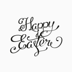 Happy Easter lettering card. Hand drawn lettering poster for Easter. Modern calligraphy typography background.