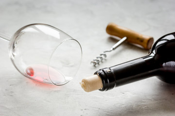 Wine set with bottle and grape on white background