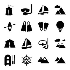 Set of 16 adventure filled icons
