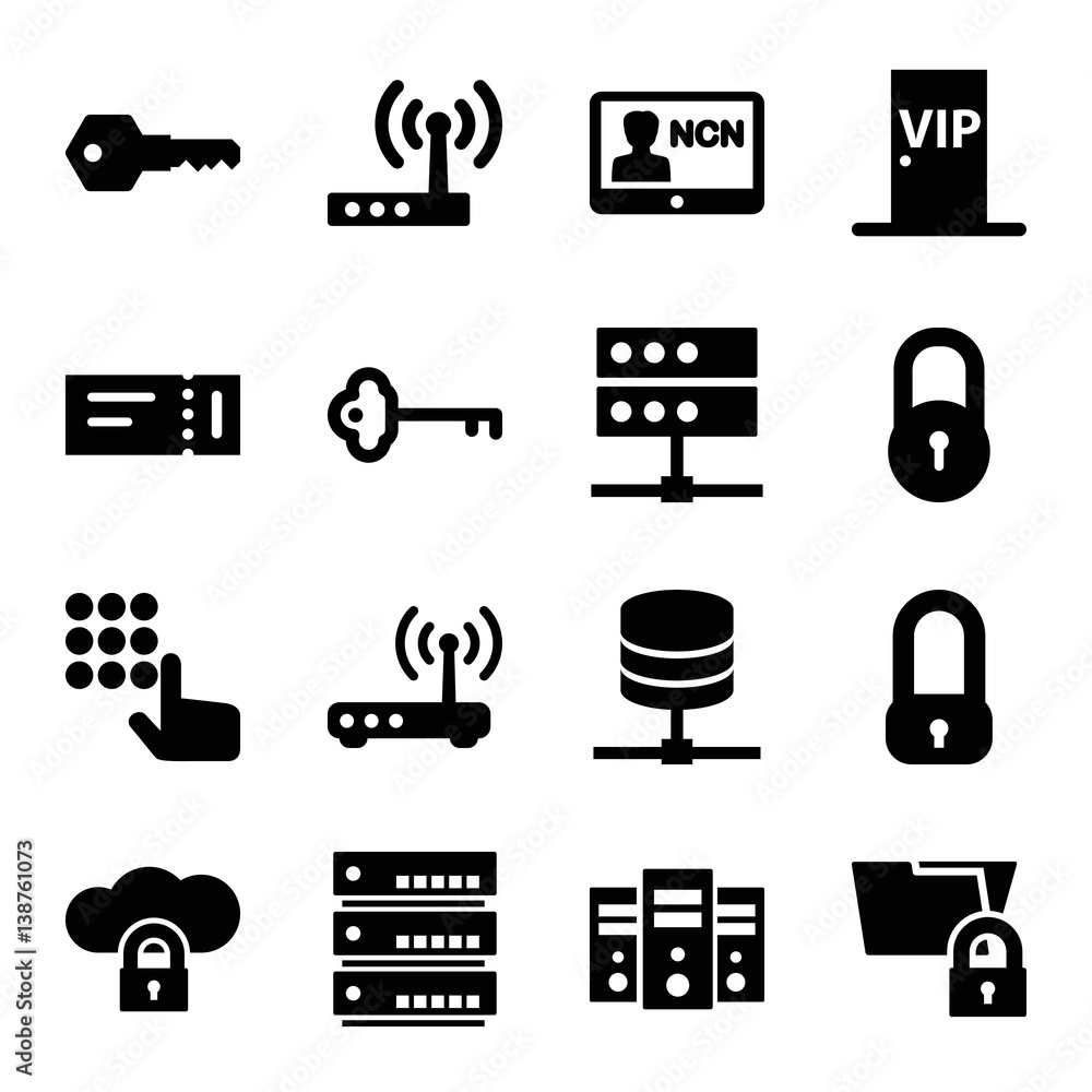 Poster set of 16 access filled icons
