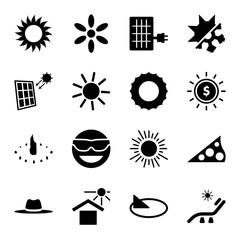 Set of 16 sun filled icons