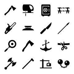 Set of 16 steel filled icons