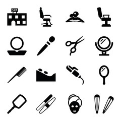 Set of 16 salon filled icons
