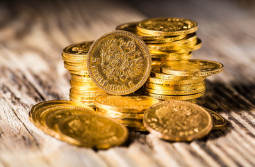Gold towers made out of gold coins.Five rubles Nicholas II.