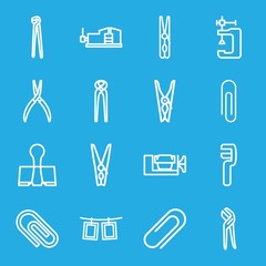 Set of 16 clamp outline icons