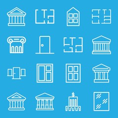 Set of 16 architectural outline icons