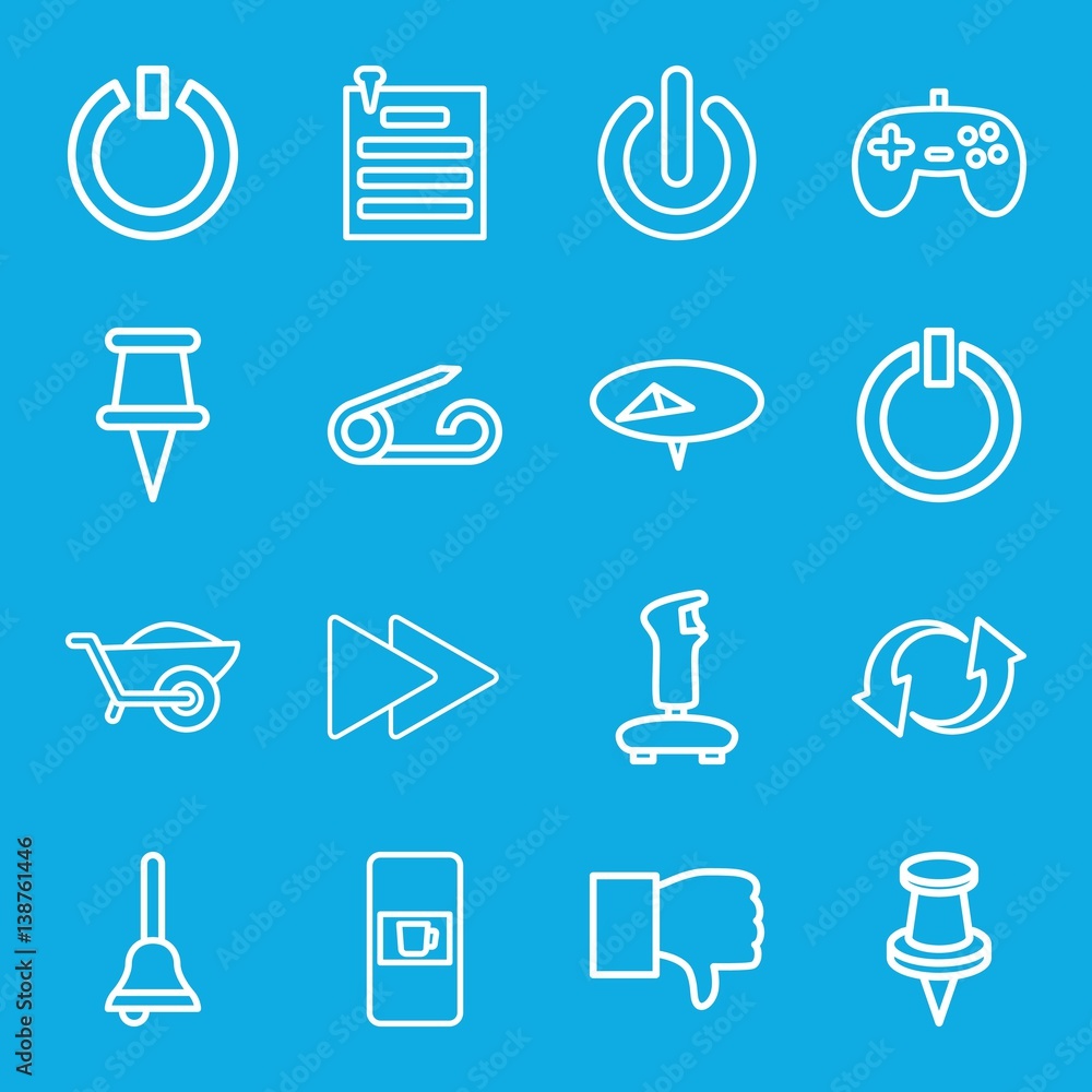 Poster set of 16 push outline icons