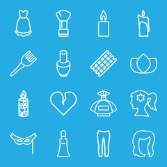 Set of 16 beauty outline icons