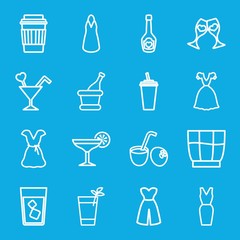 Set of 16 cocktail outline icons
