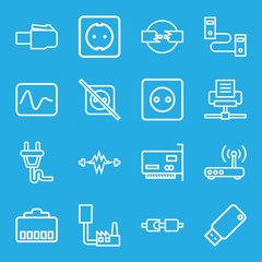 Set of 16 plug outline icons