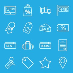 Set of 16 tag outline icons