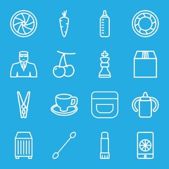 Set of 16 closeup outline icons