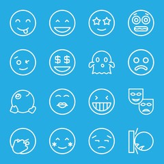 Set of 16 smile outline icons
