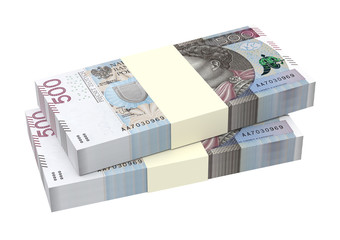 Polish currency isolated on white background. 3D illustration.