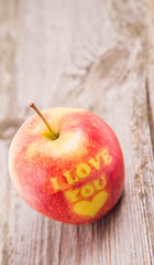 An apple with the 