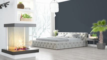 Modern bright interior . 3D rendering