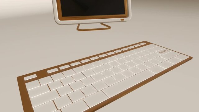Seamless looping 3D animation of a computer keyboard with an answer key pressed golden version 