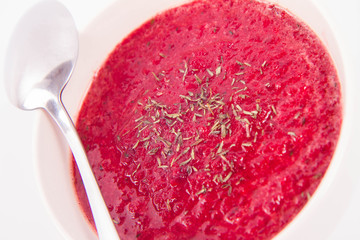 Beetroot cream soup with thyme