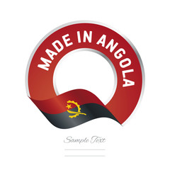 Made in Angola flag red color label logo icon